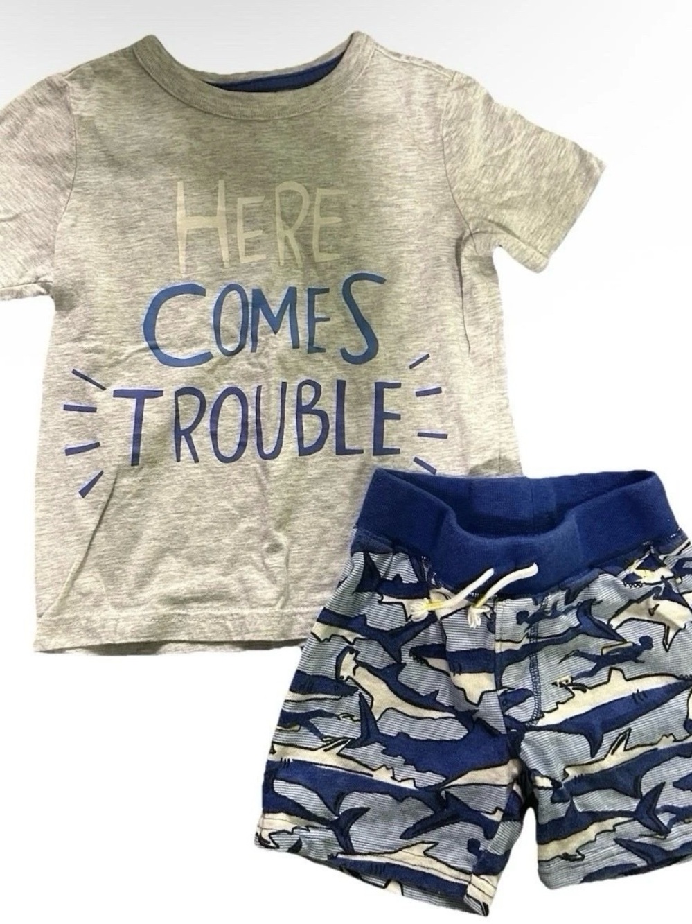 Joules Toddler Boy T Shirt Shorts Outfit Size 4 Summer Sharks